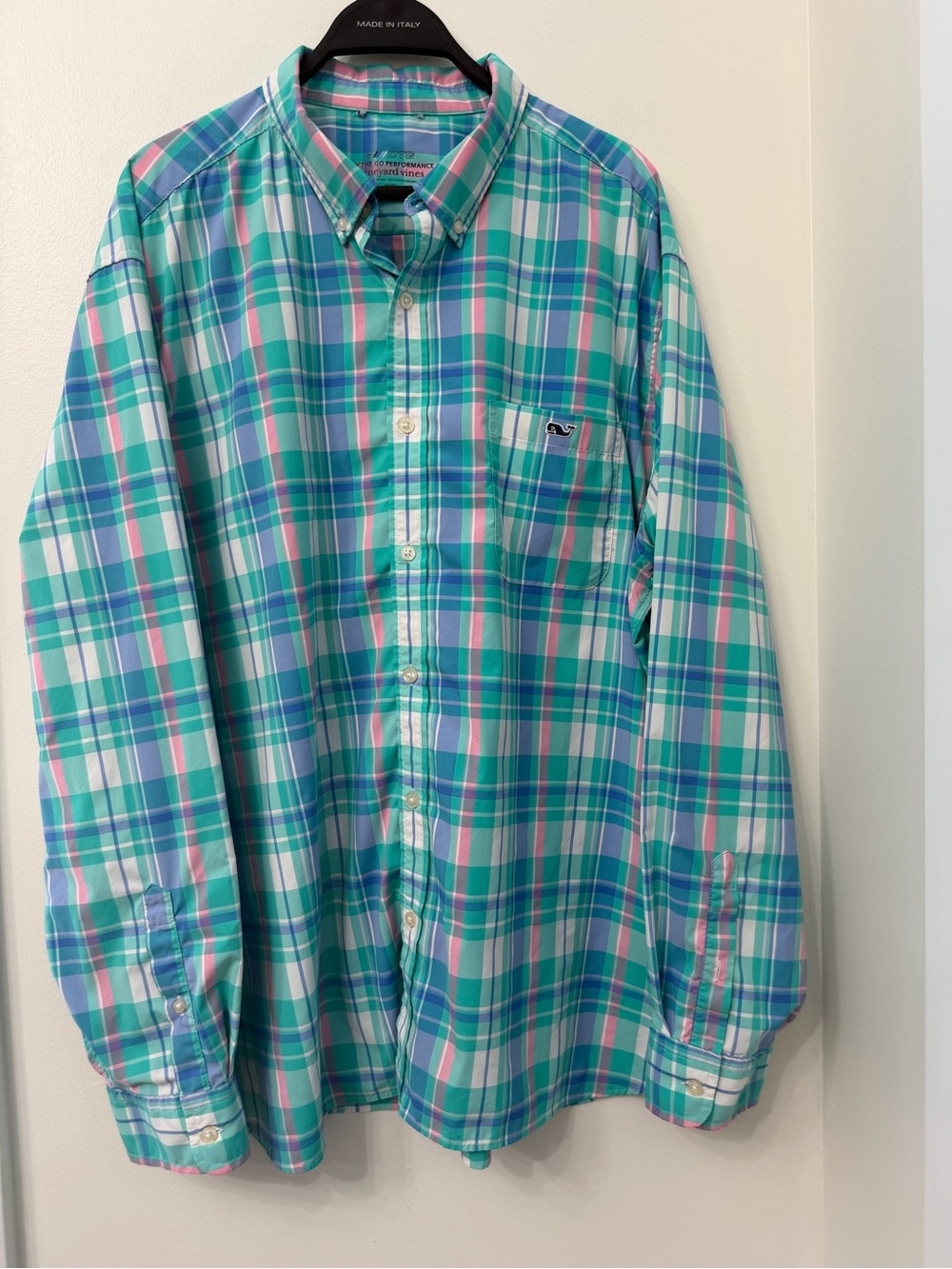 Vineyard Vines On the Go Performance Plaid Button-Down Long Sleeve Shirt XXL